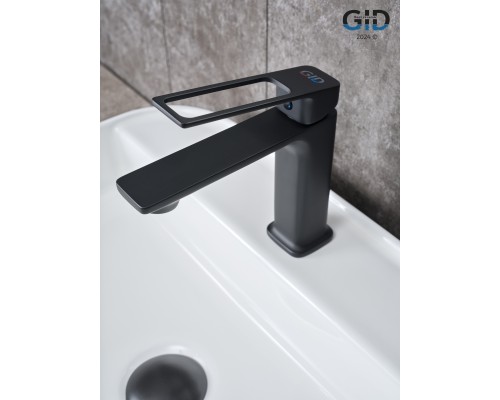 Смеситель для раковины Gid Niagara L057-BM-K L057BMK черный матовый Смеситель для раковины Gid Niagara L057-BM-K L057BMK черный матовый