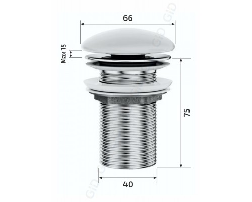 Донный клапан Gid без перелива  Gmh100 74401K серый матовый 7x7x10