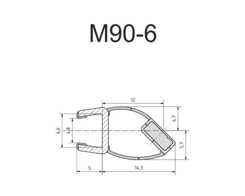 Уплотнитель для душевых ограждений Gutewetter M90-6 магнитный под угол 45° для стекла 6 мм