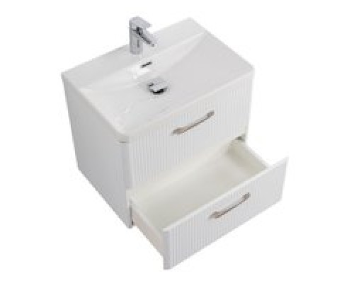 Подвесная тумба с раковиной Belbagno DUE 60 см., Bianco Lucido, DUE-600-2C-SO-BL-P + BB-8076-3-60