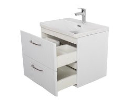 Подвесная тумба с раковиной Belbagno DUE 60 см., Bianco Lucido, DUE-600-2C-SO-BL-P + BB-8076-3-60
