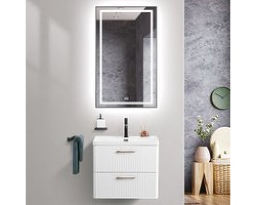 Подвесная тумба с раковиной Belbagno DUE 60 см., Bianco Lucido, DUE-600-2C-SO-BL-P + BB-8076-3-60