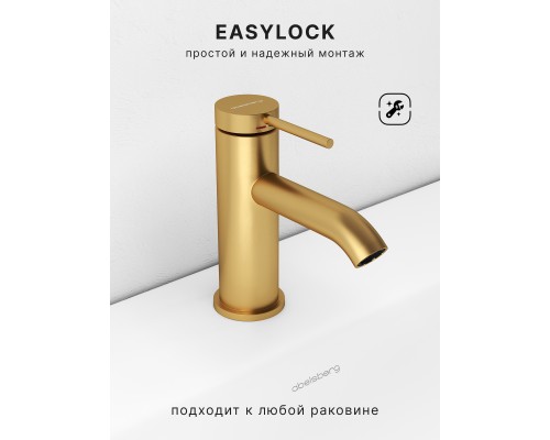 Смеситель д/раковины Abelsberg Fluida ERF22001BG, королевское золото