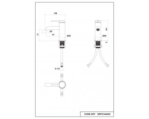 Смеситель д/раковины Abelsberg Fluida ERF22001GM, космическая сталь