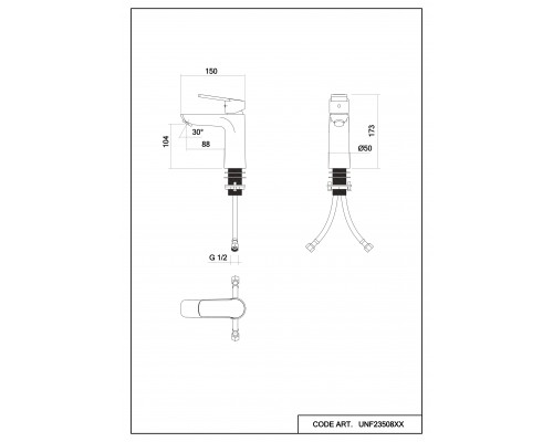 Смеситель д/раковины Abelsberg Lineara UNF23508BG, королевское золото