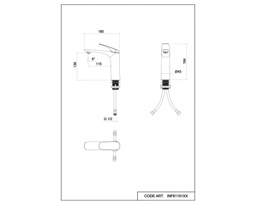 Смеситель д/раковины Abelsberg Perfecta INF60101BG, королевское золото