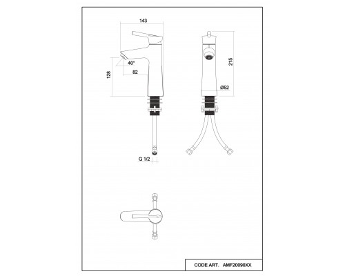 Смеситель д/раковины Abelsberg Solida AMF20090CH, глянцевый хром