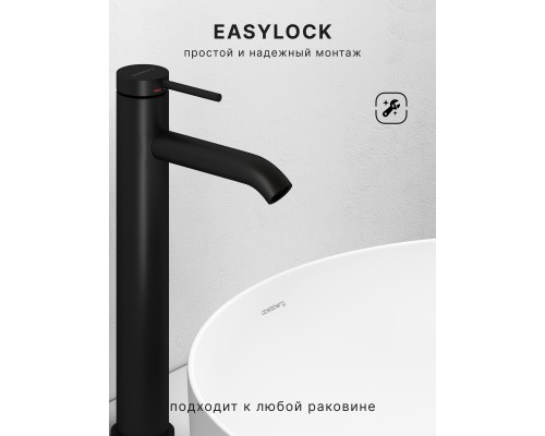 Смеситель д/раковины Abelsberg Fluida ERF22003MB высокий, вулканический черный