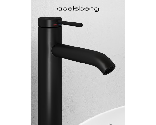 Смеситель д/раковины Abelsberg Fluida ERF22003MB высокий, вулканический черный