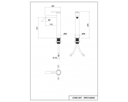 Смеситель д/раковины Abelsberg Fluida ERF22003BN высокий, титан