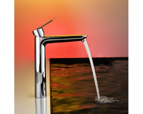 Смеситель д/раковины Abelsberg Lineara UNF23509CH высокий, глянцевый хром