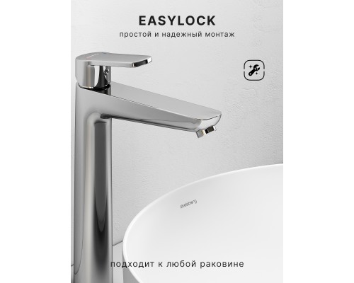 Смеситель д/раковины Abelsberg Lineara UNF23509CH высокий, глянцевый хром