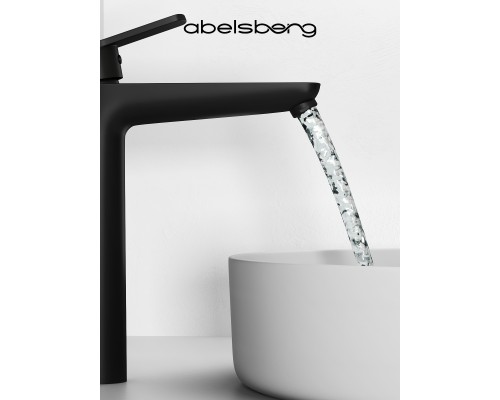 Смеситель д/раковины Abelsberg Lineara UNF23509MB высокий, вулканический черный