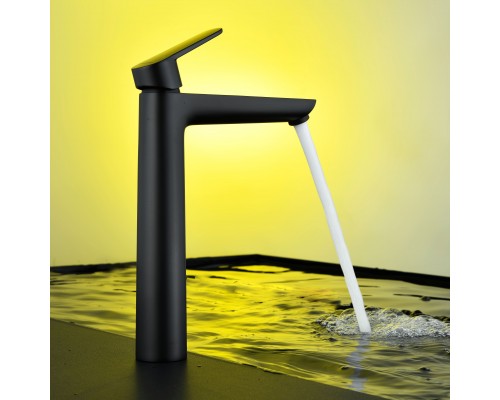 Смеситель д/раковины Abelsberg Lineara UNF23509MB высокий, вулканический черный