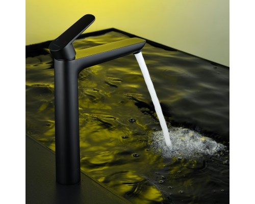 Смеситель д/раковины Abelsberg Lineara UNF23509MB высокий, вулканический черный