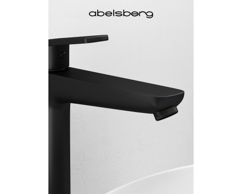 Смеситель д/раковины Abelsberg Lineara UNF23509MB высокий, вулканический черный
