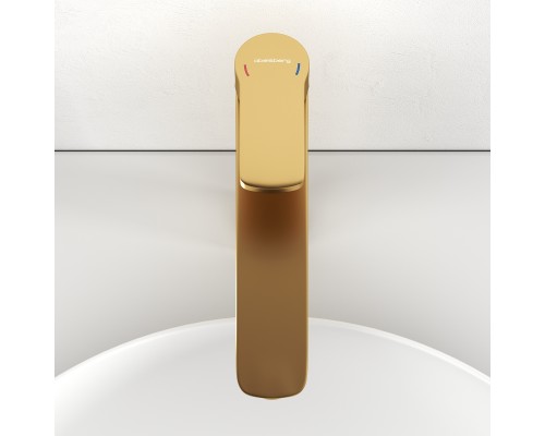 Смеситель д/раковины Abelsberg Lineara UNF23509BG высокий, королевское золото