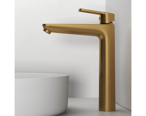 Смеситель д/раковины Abelsberg Lineara UNF23509BG высокий, королевское золото