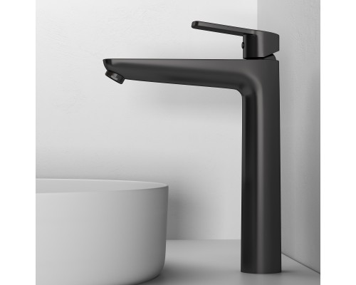 Смеситель д/раковины Abelsberg Lineara UNF23509GM высокий, космическая сталь