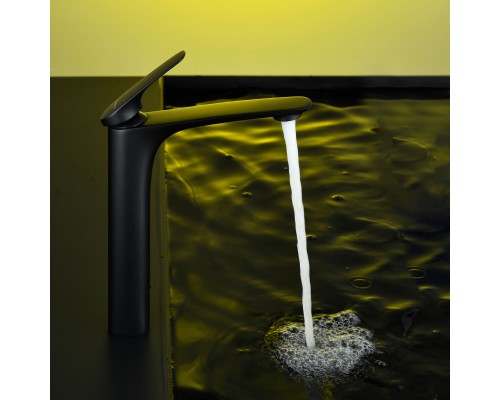 Смеситель д/раковины Abelsberg Perfecta INF60102MB высокий, вулканический черный