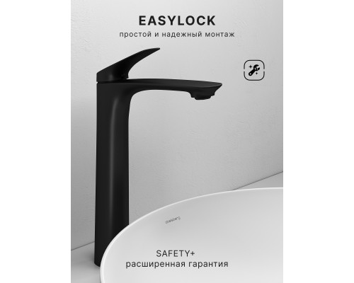 Смеситель д/раковины Abelsberg Perfecta INF60102MB высокий, вулканический черный