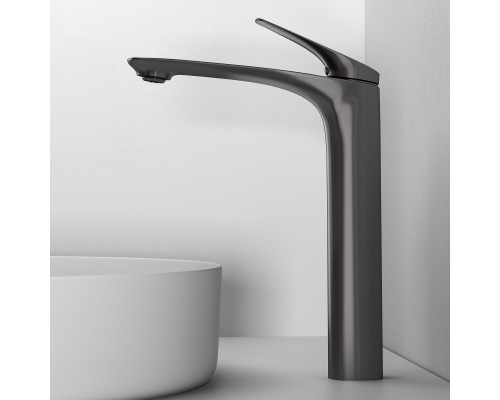 Смеситель д/раковины Abelsberg Perfecta INF60102GM высокий, космическая сталь