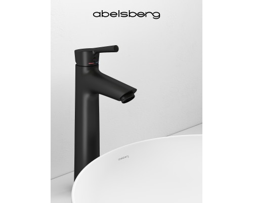 Смеситель д/раковины Abelsberg Solida AMF20091MB высокий, вулканический черный