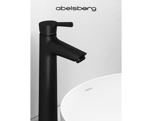 Смеситель д/раковины Abelsberg Solida AMF20091MB высокий, вулканический черный