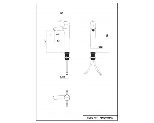 Смеситель д/раковины Abelsberg Solida AMF20091BN высокий, титан