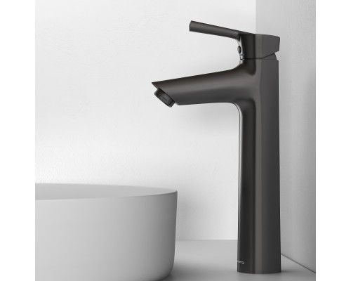 Смеситель д/раковины Abelsberg Solida AMF20091GM высокий, космическая сталь