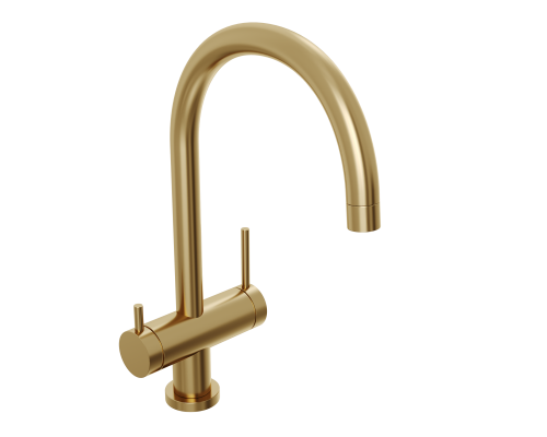 Смеситель д/кухни Abelsberg Aera AWF70029BG с фильтром д/воды, цвет королевское золото