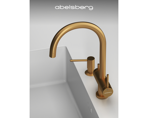 Смеситель д/кухни Abelsberg Aera AWF70029BG с фильтром д/воды, цвет королевское золото