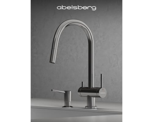 Смеситель д/кухни Abelsberg Aera EMF71709CH c вытяжным изливом и фильтром д/воды, цвет глянцевый хром