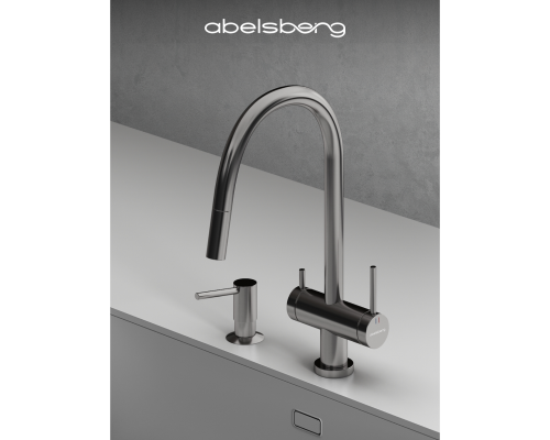 Смеситель д/кухни Abelsberg Aera EMF71709CH c вытяжным изливом и фильтром д/воды, цвет глянцевый хром