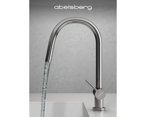 Смеситель д/кухни Abelsberg Aera EMF71709CH c вытяжным изливом и фильтром д/воды, цвет глянцевый хром