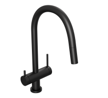 Смеситель для кухни Abelsberg Aera EMF71709MB c вытяжным изливом и возможностью подключения фильтра для воды, цвет матовый черный