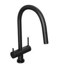 Смеситель для кухни Abelsberg Aera EMF71709MB c вытяжным изливом и возможностью подключения фильтра для воды, цвет матовый черный