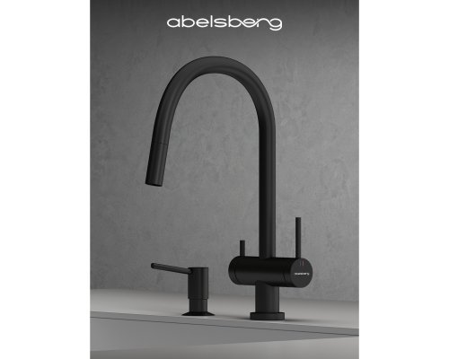 Смеситель д/кухни Abelsberg Aera EMF71709MB c вытяжным изливом и фильтром д/воды, цвет матовый черный