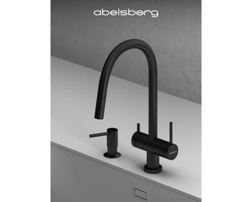 Смеситель д/кухни Abelsberg Aera EMF71709MB c вытяжным изливом и фильтром д/воды, цвет матовый черный