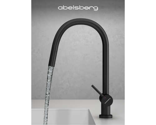 Смеситель д/кухни Abelsberg Aera EMF71709MB c вытяжным изливом и фильтром д/воды, цвет матовый черный