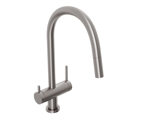 Смеситель д/кухни Abelsberg Aera EMF71709BN c вытяжным изливом и фильтром д/воды, цвет титан