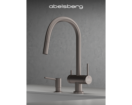 Смеситель д/кухни Abelsberg Aera EMF71709BN c вытяжным изливом и фильтром д/воды, цвет титан