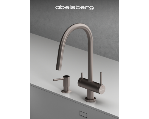 Смеситель д/кухни Abelsberg Aera EMF71709BN c вытяжным изливом и фильтром д/воды, цвет титан