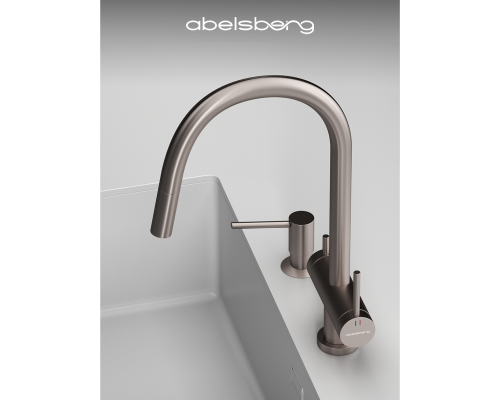 Смеситель д/кухни Abelsberg Aera EMF71709BN c вытяжным изливом и фильтром д/воды, цвет титан