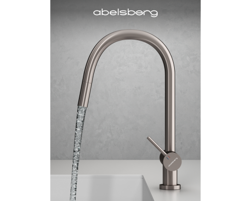 Смеситель д/кухни Abelsberg Aera EMF71709BN c вытяжным изливом и фильтром д/воды, цвет титан