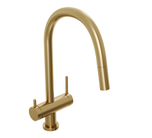 Смеситель для кухни Abelsberg Aera EMF71709BG c вытяжным изливом и возможностью подключения фильтра для воды, цвет королевское золото, PVD покрытие