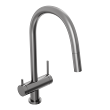 Смеситель для кухни Abelsberg Aera EMF71709GM c вытяжным изливом и возможностью подключения фильтра для воды, цвет космическая сталь, PVD покрытие