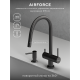 Смеситель д/кухни Abelsberg Aera EMF71709GM c вытяжным изливом и фильтром д/воды, цвет космическая сталь