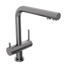 Смеситель для кухни Abelsberg Pura UVF70929GM с возможностью подключения фильтра для воды, цвет космическая сталь, PVD покрытие