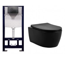 Подвесной унитаз Splendy Pride Black Matte с инсталляцией Stable, ST3011TPRBM/PR10152VTYBM Set